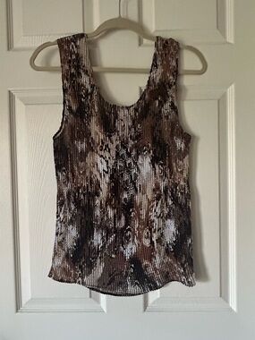 Christopher & Banks Ribbed Abstract Tank Brown Black White - Size Medium